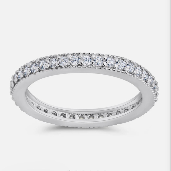 Sterling Forever Thin CZ Band Ring - Picture 1 of 2